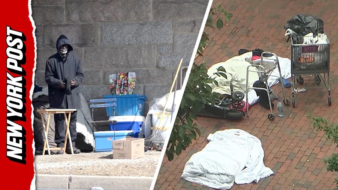 Homeless people seen sprawled out in DC – as Trump says their time is up