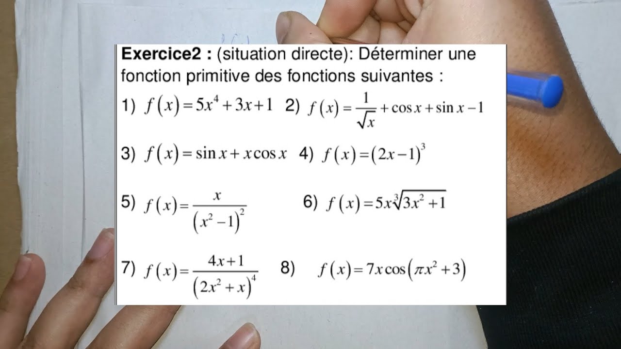 Fonctions Primitives Exercice 1: الدوال الأصلية التمرين الأول
