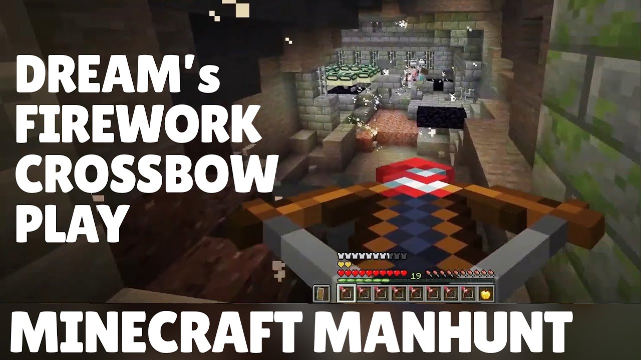 Dream Uses FIREWORK CROSSBOW to Kill Four Hunters - Minecraft Manhunt 1v4