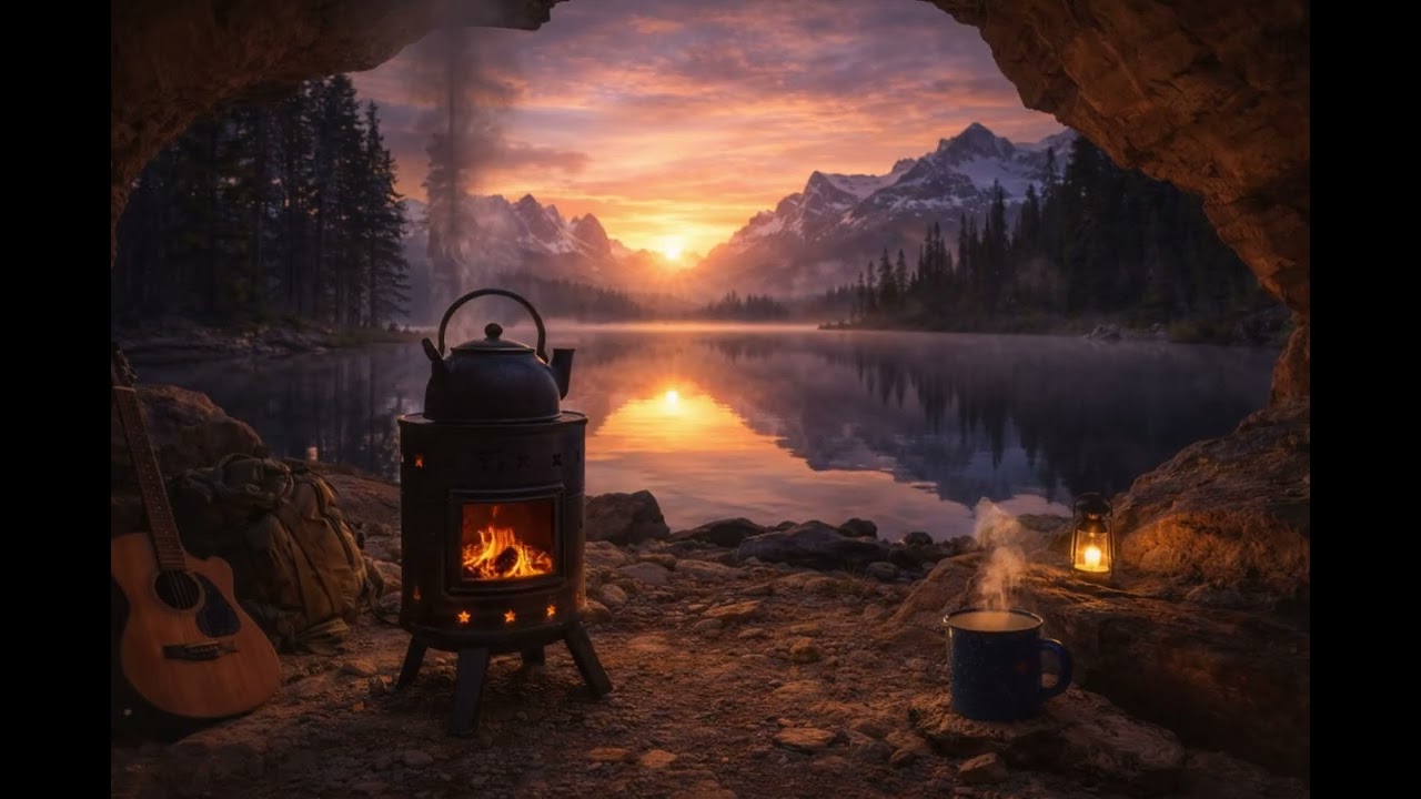 Would You Camp Here Tonight? 🌅 Cozy Beach Cave Campfire Ambience