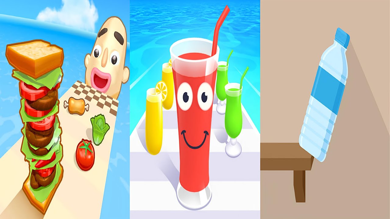 Sandwich Runner 🆚 Juice Run 🆚 Bottle Flip 3D