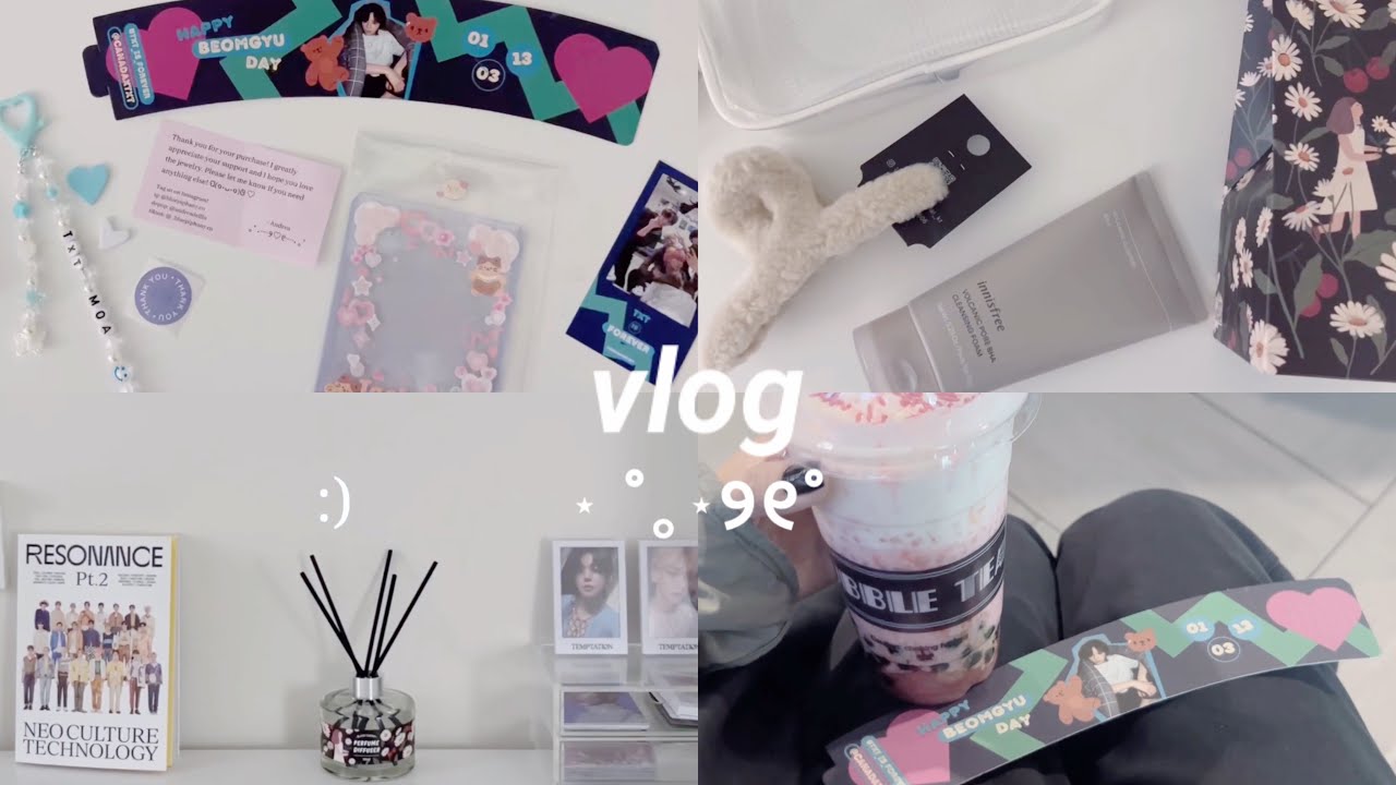 moa vlog ♡ txt dream week 2023, beomgyu cup sleeve event, random mini haul
