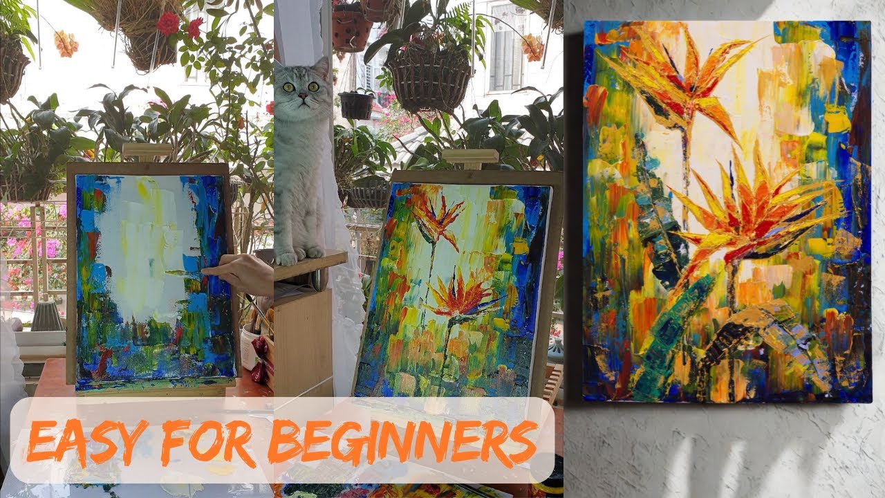 Easy Acrylic Flower Painting With Palette Knife | Acrylic Painting Tutorial #06 #acrylicart