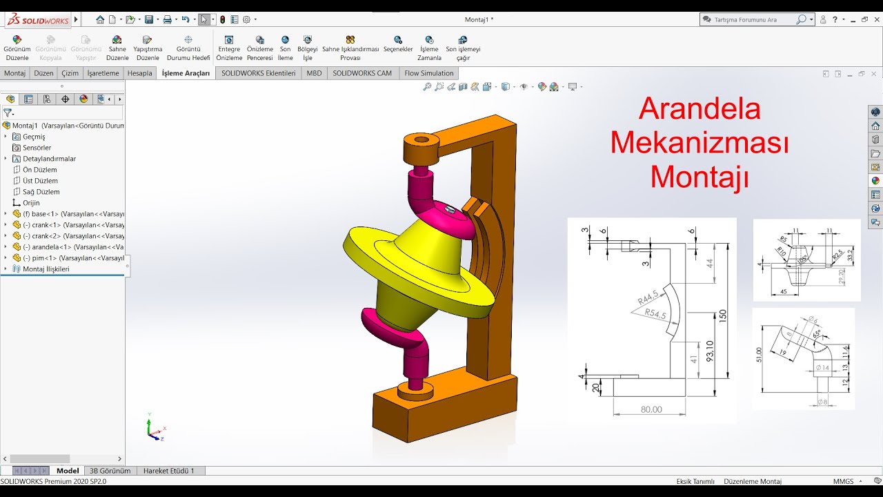 Solidworks Arandela Mekanizması Montaj