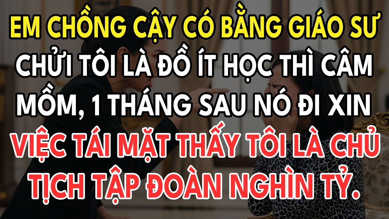 Em Chồng Cạy Có Bằng Giáo Sư Chửi Tôi Là Đồ Ít Học Thì Câm Mồm, 1 Tháng Sau Nó Đi Xin Việc Tái Mặt