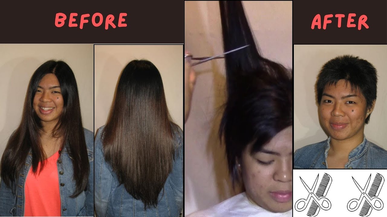 Young mother long hair cut into a brush cut #haircut #ladieshaircut #pixiecut #longtoshort #hair