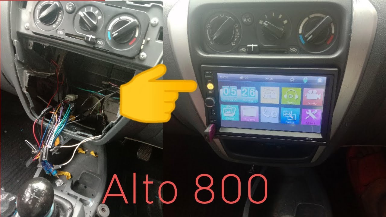Double din installed in alto 800 detailed video
