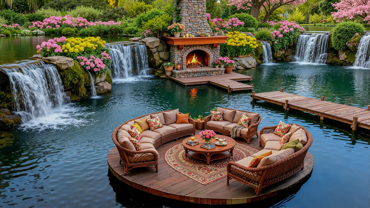 Calm Spring Lakeside Coffee Jazz 🌸 Soft Jazz Melodies Filling a Peaceful Study Atmosphere
