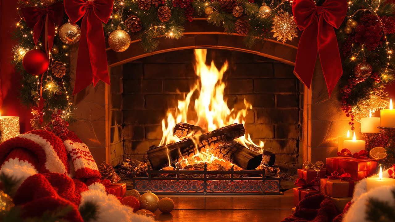 Christmas Fireplace Ambience 🎄🔥 Cozy Holiday Atmosphere & Relaxing Jazz