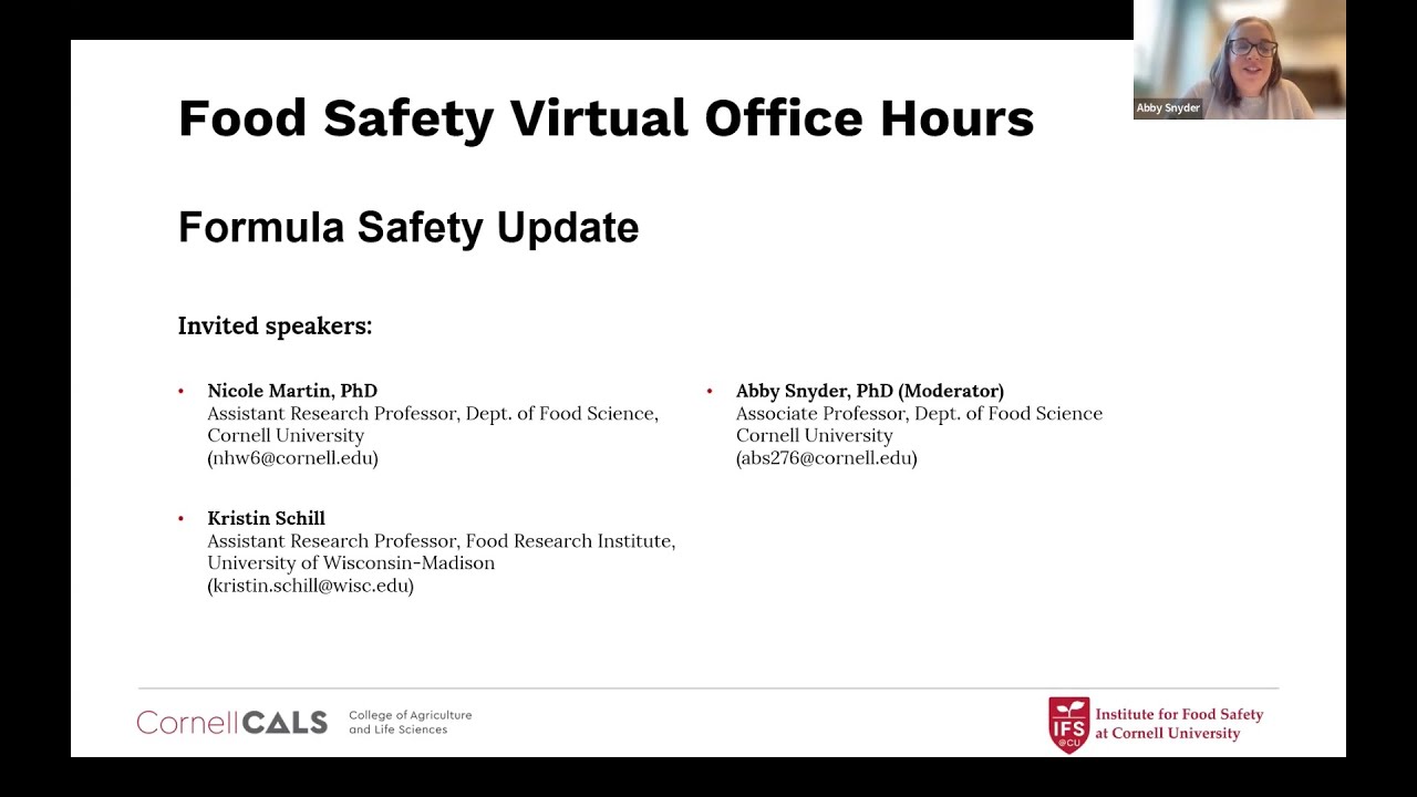 Food Safety Virtual Office Hours: Formula Safety Update