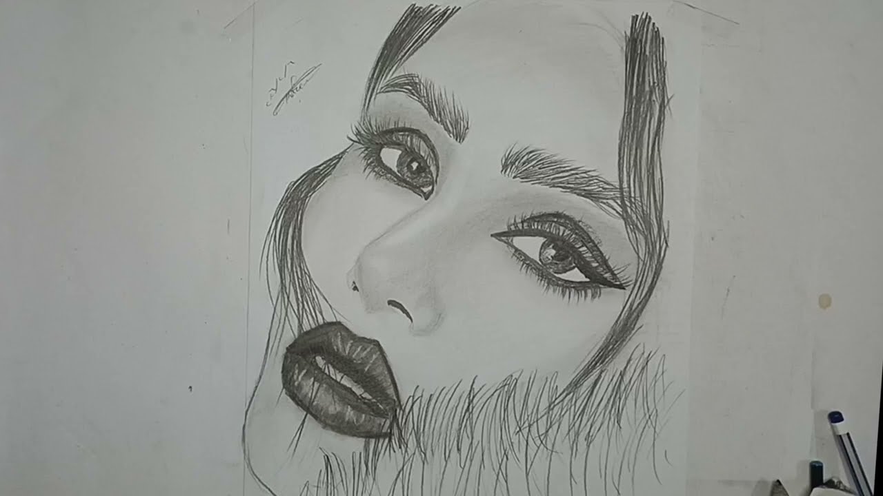 رسم وجه فتاة جميلة || رسم بالرصاص|| رقم 4