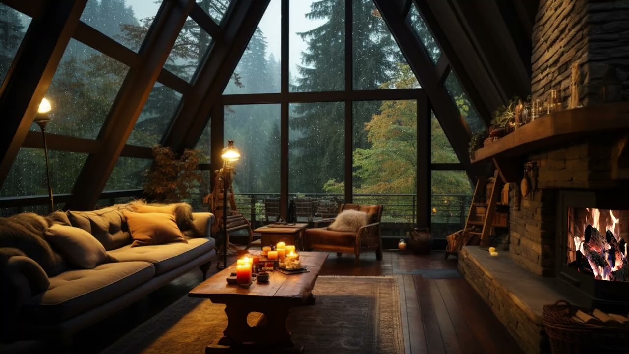 Peaceful Forest Cabin Rain And Fire | Deep Sleep Rain Sounds For Relaxation And Calm Mind