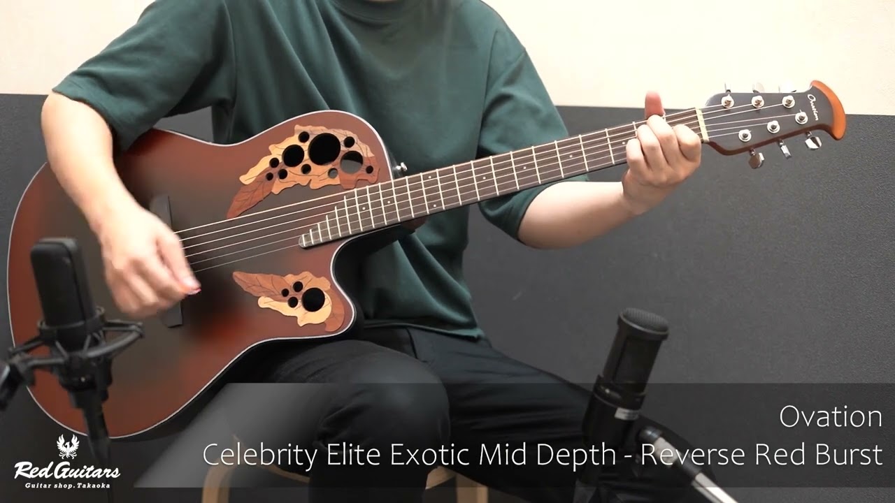 Red Guitars - Ovation / Celebrity Elite Exotic Mid Depth-Reverse Red Burst