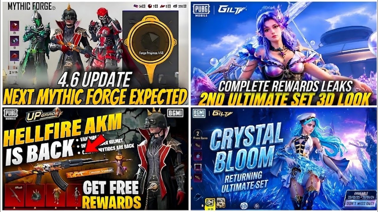 🔴NEXT ULTIMATE SET BGMI 3D LEAKS😍| NEXT MYTHIC FORGE BGMI 4.6🔥| UMP GLACIER RETURN🥶| HELL FIRE AKM?✅