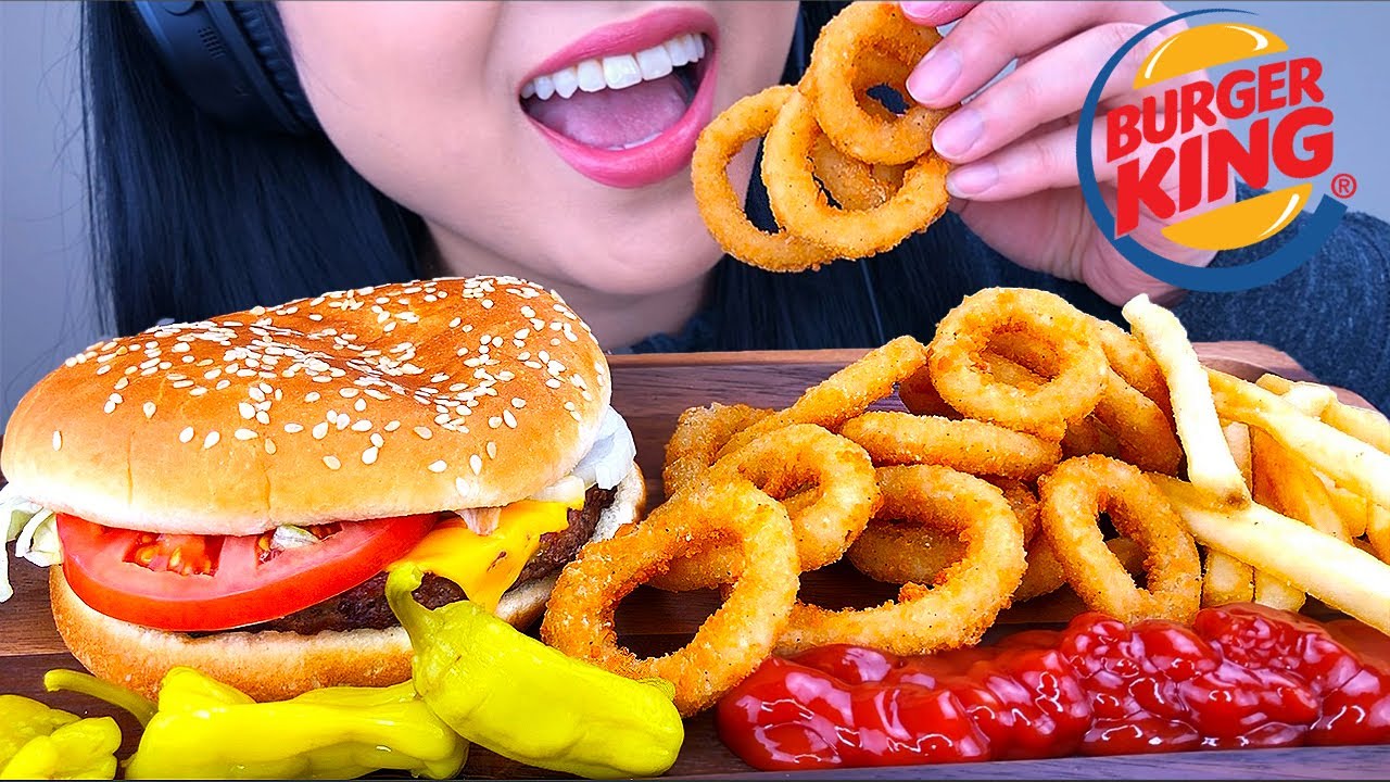ASMR BURGER KING WHOPPER & ONION RINGS | EATING FAST FOOD | *NO TALKING* EATING SOUNDS | ASMR Phan