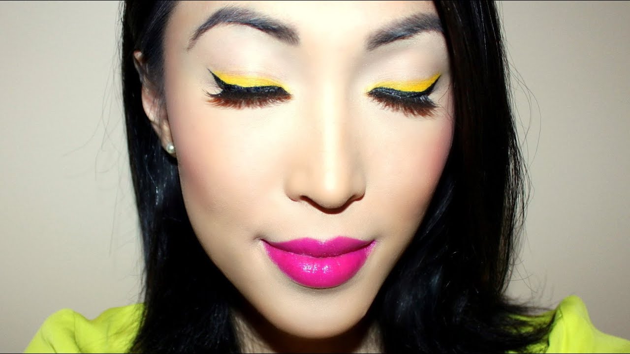 Magenta Lips & Yellow Eyeshadow Makeup
