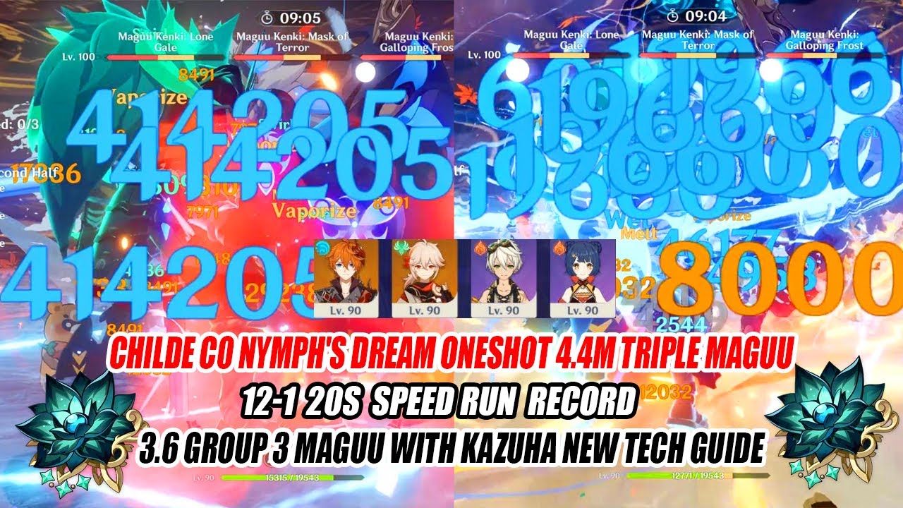 Childe C0 Nymph's Dream Oneshot 4.4M Triple Maguu - 3.6 Floor 12-1 20s Speed Run New Tech Guide