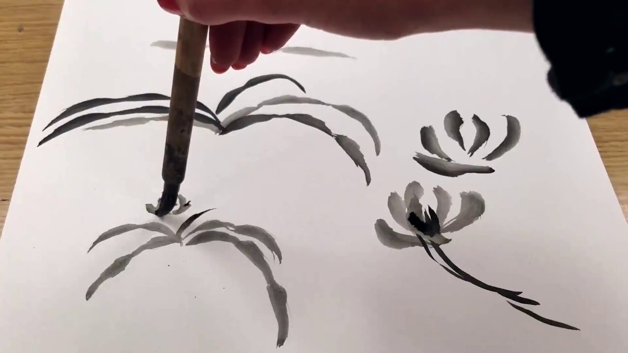 Sumi-e Brush Painting Demo: Wild Orchid