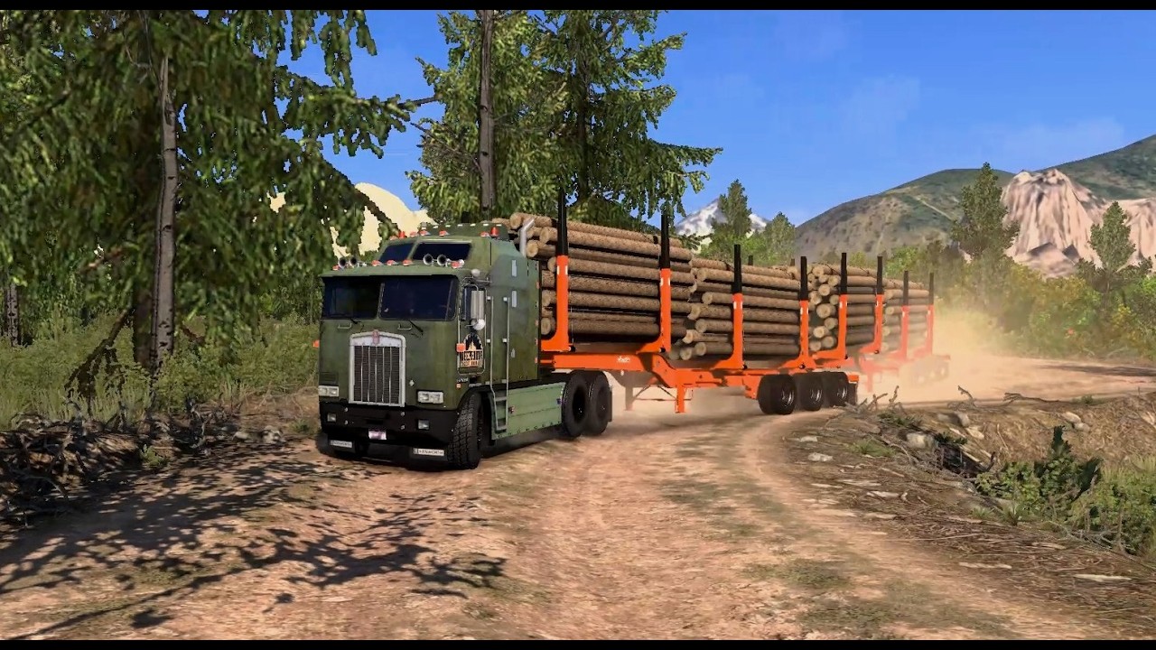 Truck: K100E. Trailer: Doble forestal. Carga: Troncos - American Truck Simulator 2026 02 08 00 45 53