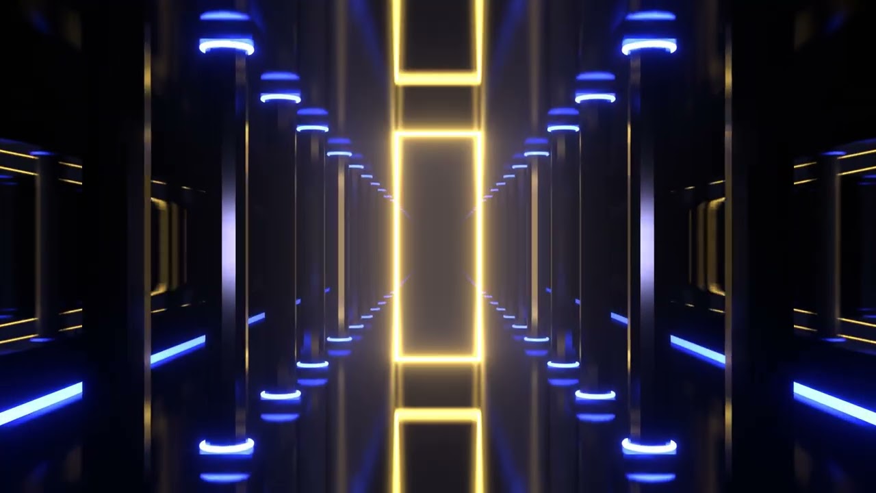 Light Yellow Blue Portal Corridor - Seamless 4k Loop