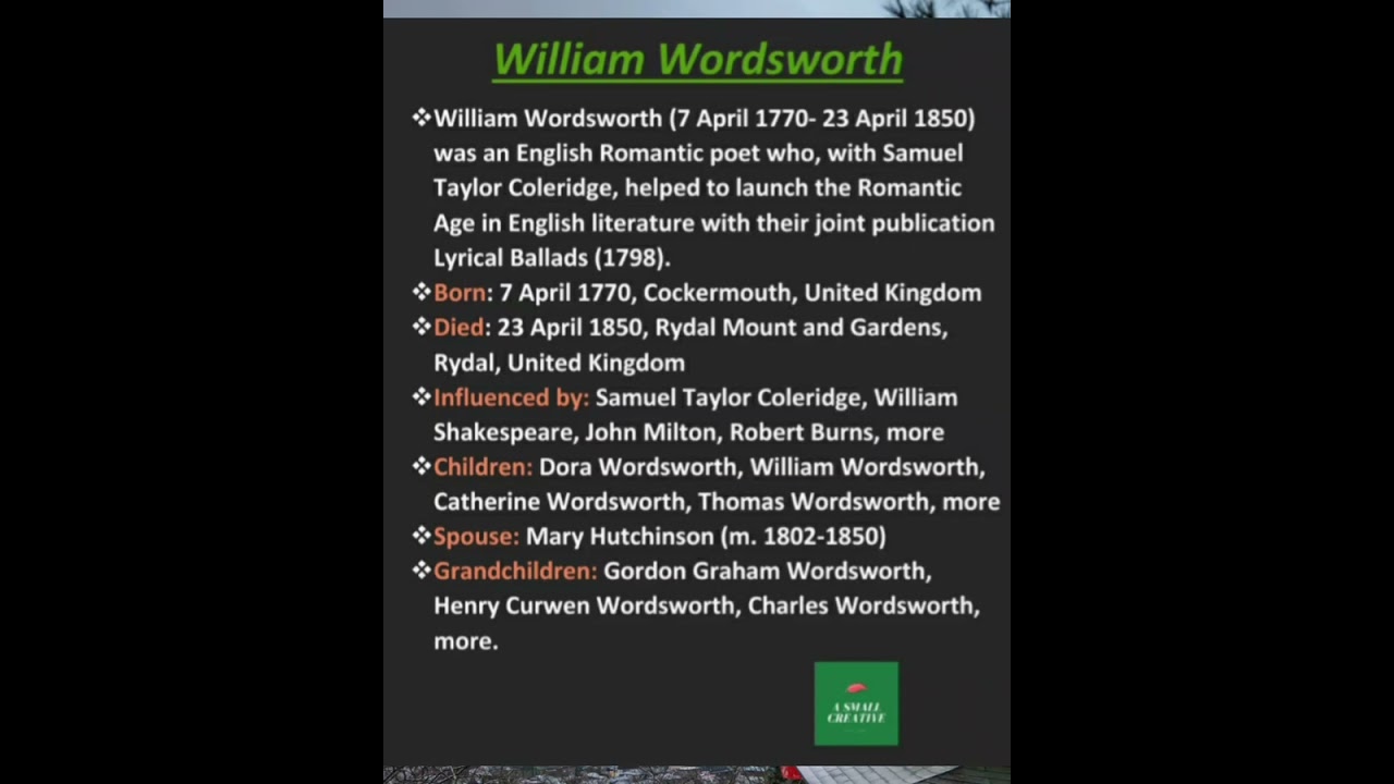 William wordsworth: An  Introduction