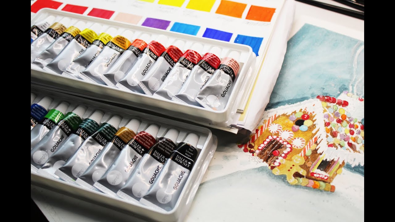 Обзор и распаковка набора Daler Rowney Simply Gouache