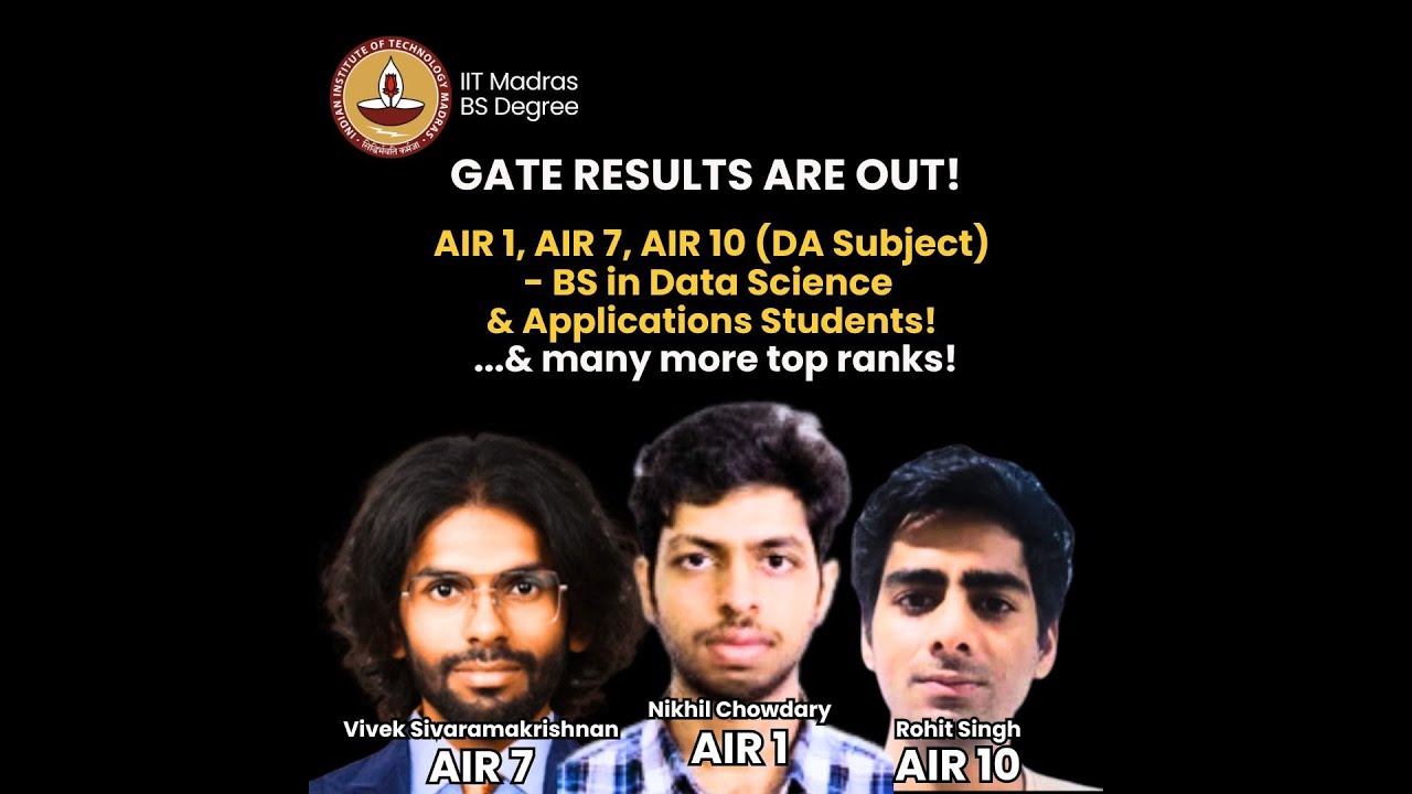 GATE 2025 toppers - IITM BS students