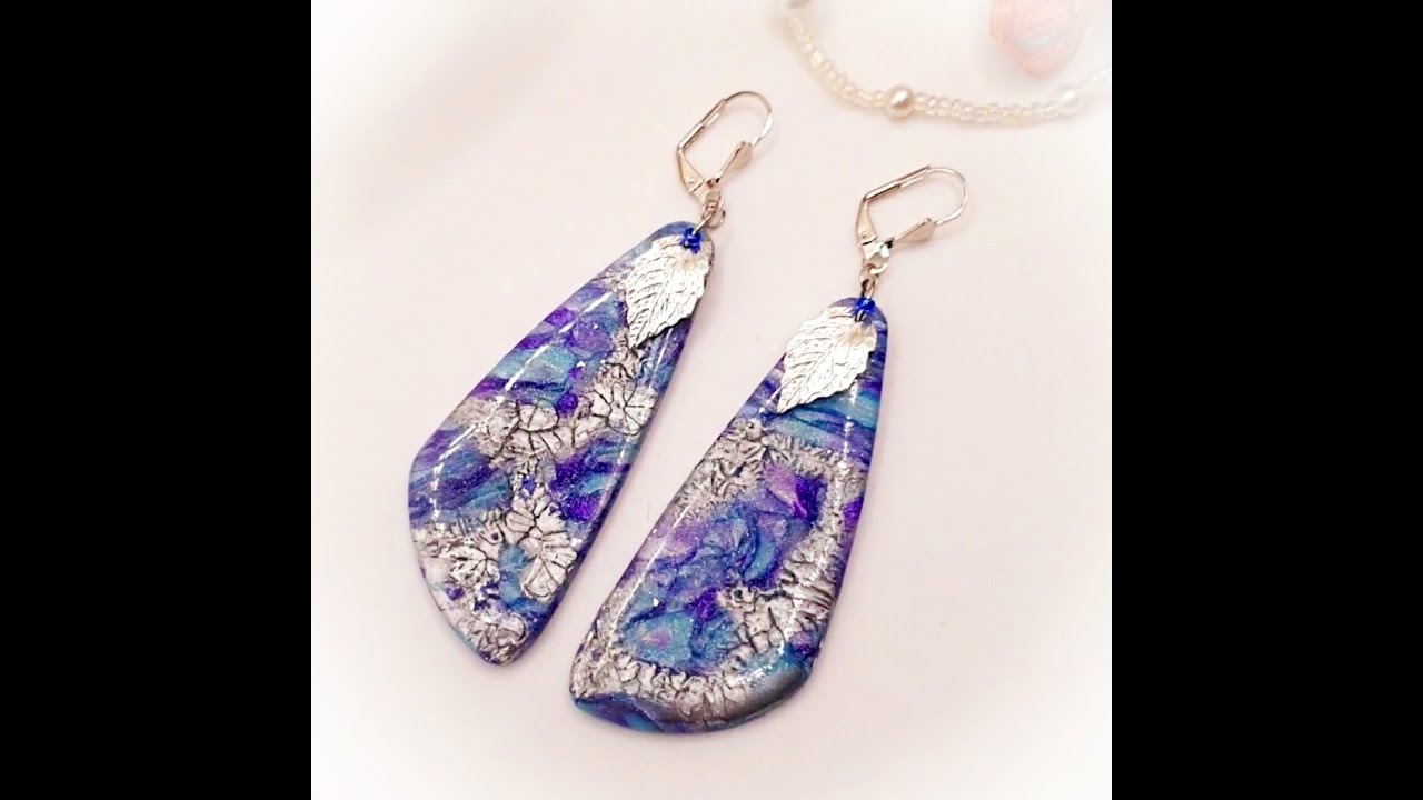frosty morning crackle earrings (made from scrap of faux stone tutorial) #16