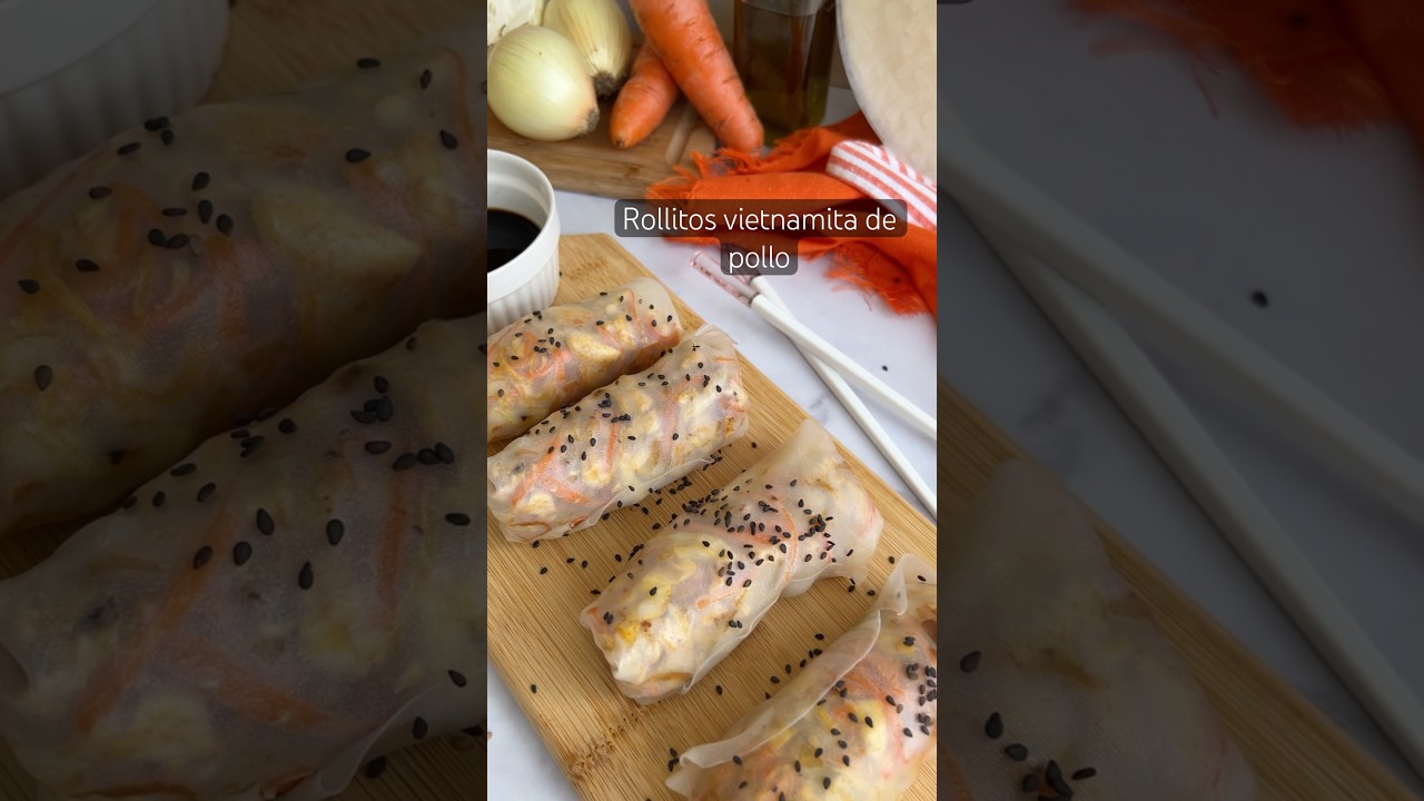 Te ense&ntilde;o a hacer estos rollitos de papel de arroz y pollo  #recetasaludables #recetasfaciles