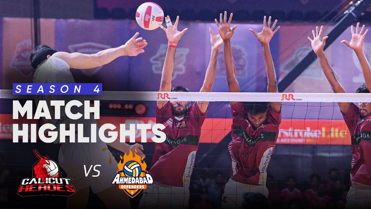 Напряженная битва на корте! Calicut Heroes против Ahmedabad Defenders | PVL 4