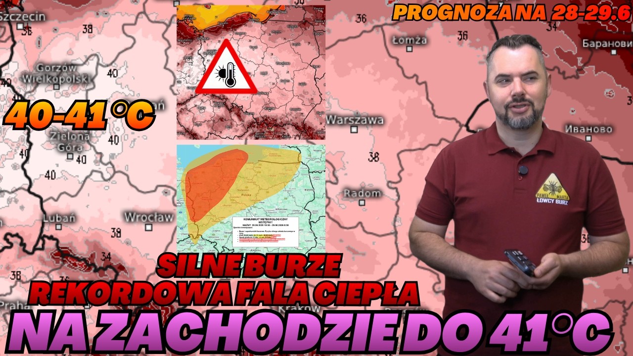 Apogeum upał&oacute;w w niedzielę. Do 41&deg;C na zachodzie. Możliwe silne burze. 28.06