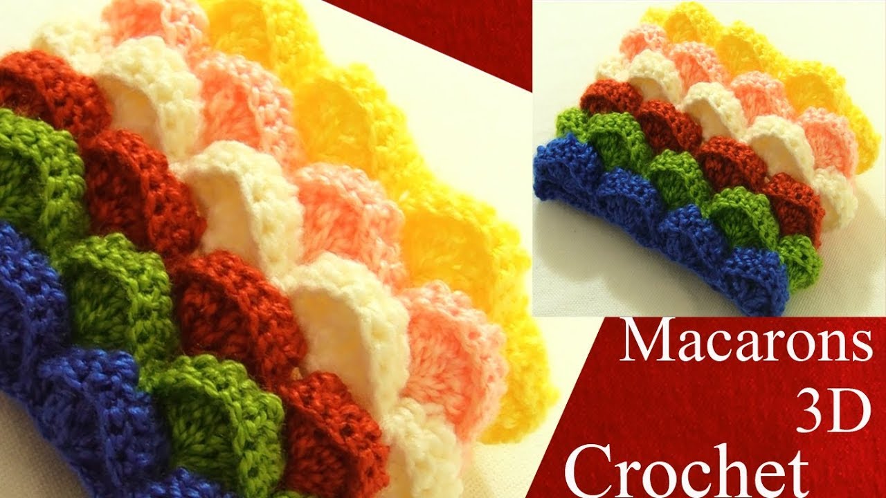 Crochet en 3D punto macarons marshmallow de colores para almohadones cojines  tejido tallermanualper