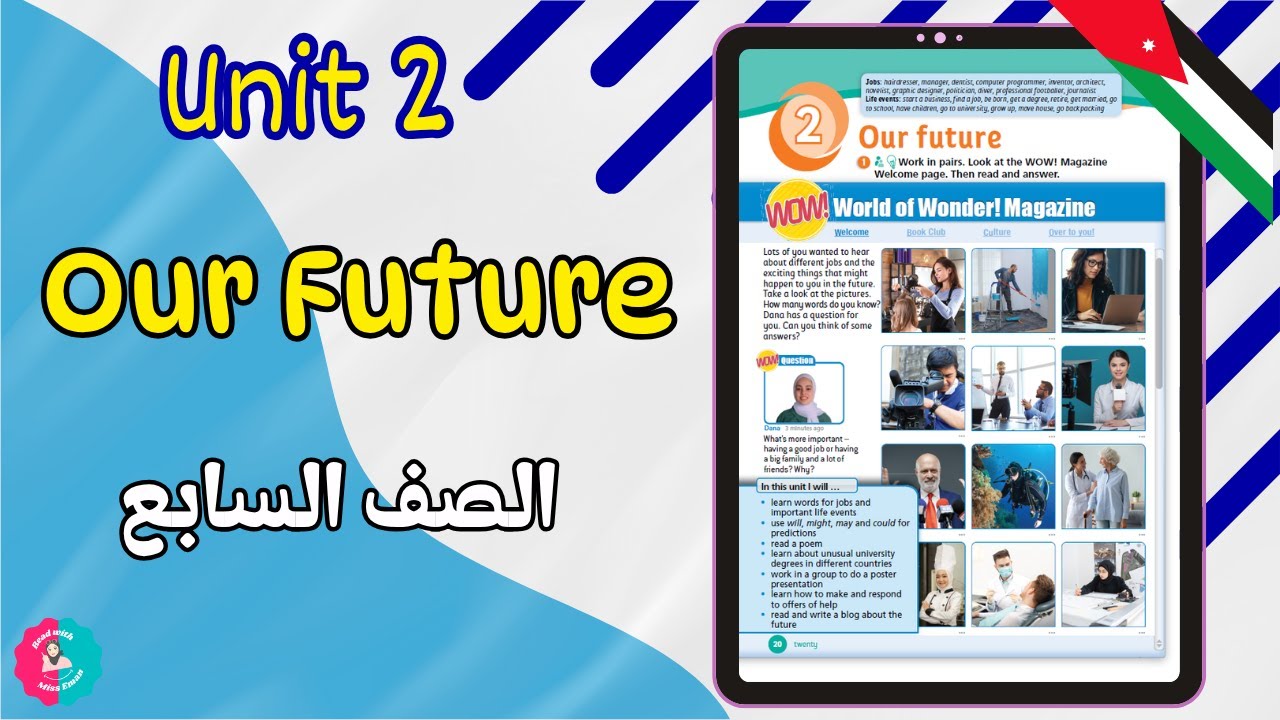 شرح الوحدة الثانية Our Future | صفحة 18 + 19 + حل التمارين صفحة 14 | انجليزي الصف السابع الفصل الأول