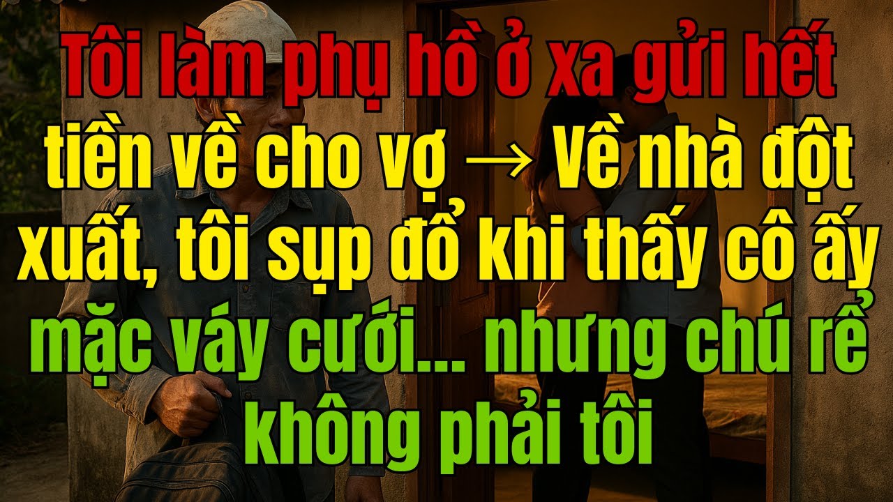 Tôi làm phụ hồ ở xa gửi hết tiền về cho vợ → Về nhà đột xuất, tôi sụp đổ khi thấy cô ấy mặc váy cưới