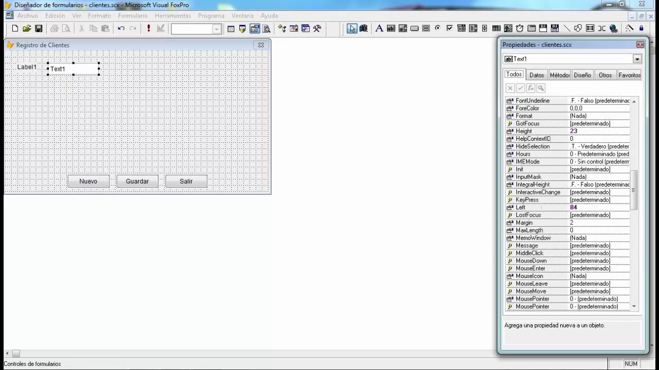 Crear Formulario, Base de Datos y Tabla, fácil con Visual Foxpro