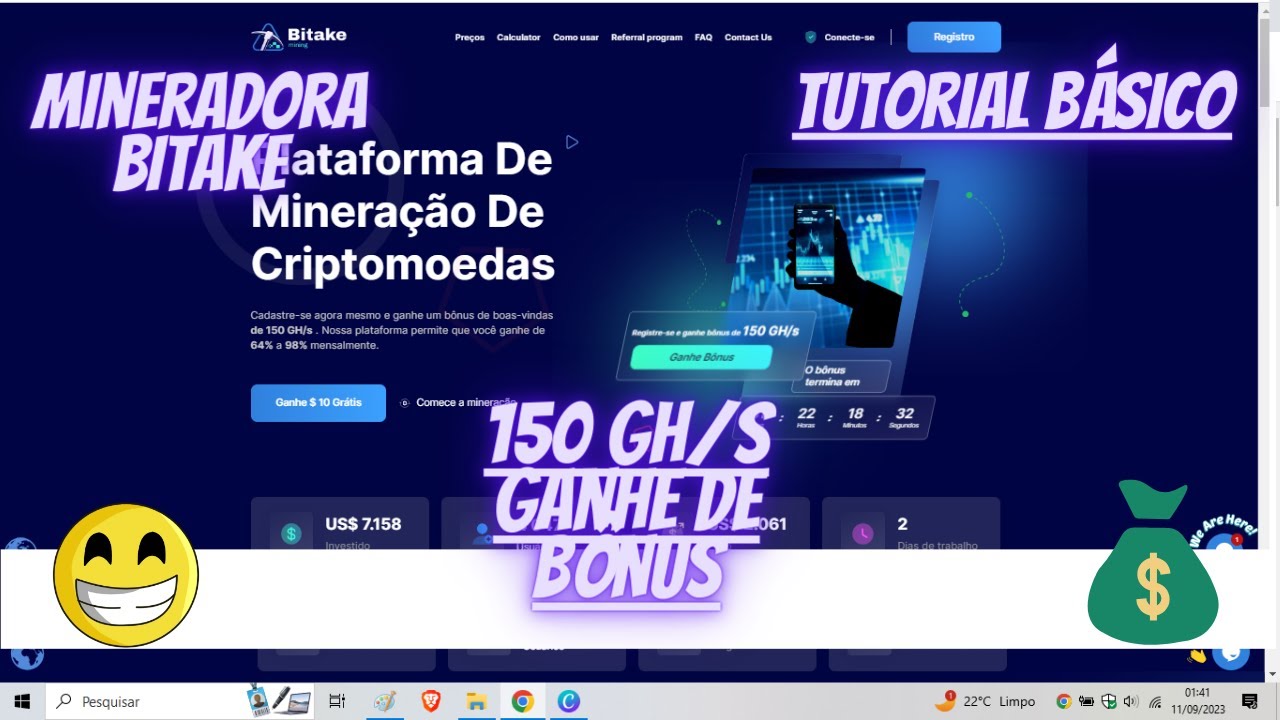 🚨💲📊💻Mineradora Bitake - Tutorial B&aacute;sico - 150 Ghs/ Ganhe no Registro🎁⚡⛏🙏