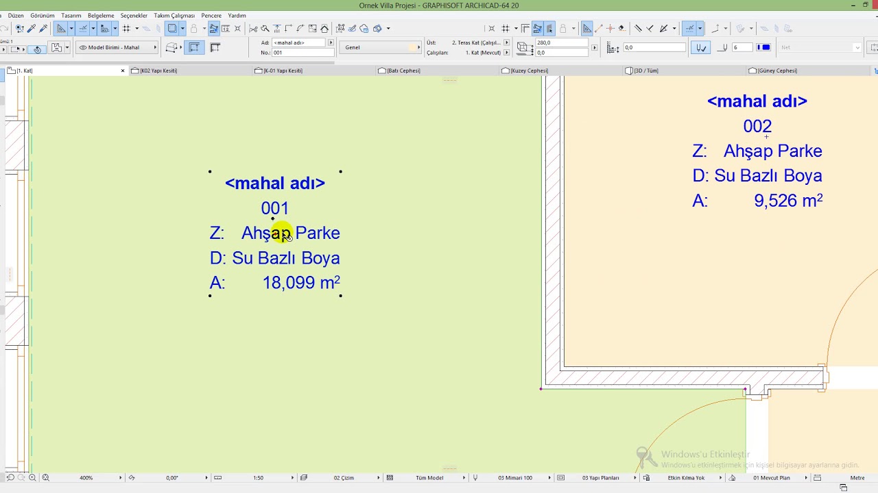 Archicad Örnek Projeye Mahal Ekleme