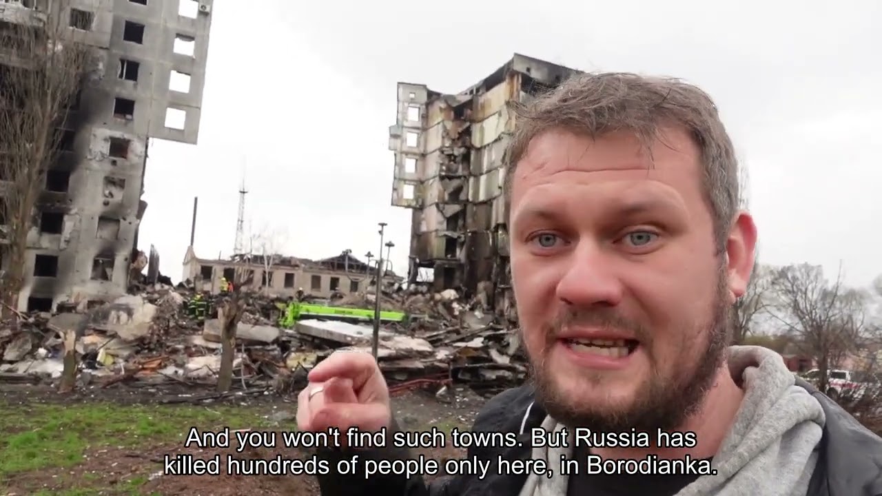 Destroyed city Borodianka, Bucha district.