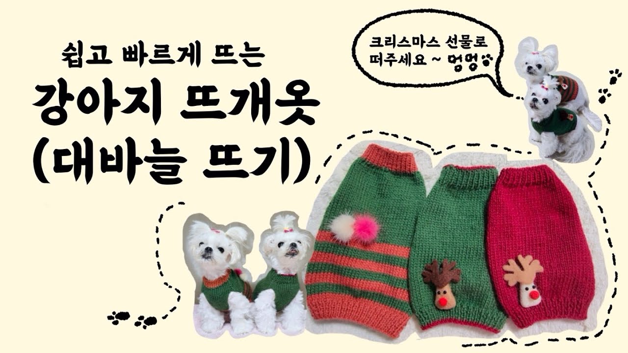 쉽고 빠르게 뜨는 강아지 뜨개옷 (대바늘 뜨기)