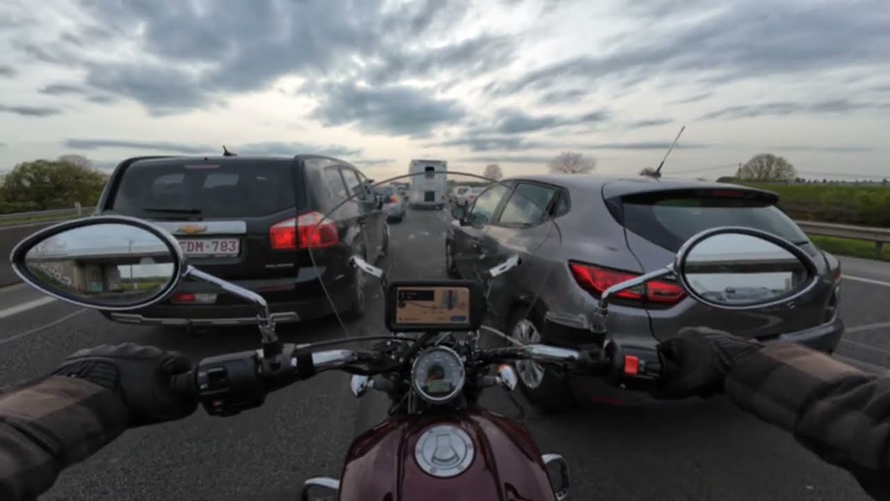 Indian Scout lane splitting in traffic #2wheels #indianmotorcycle #indianscout #rider #pov #trending