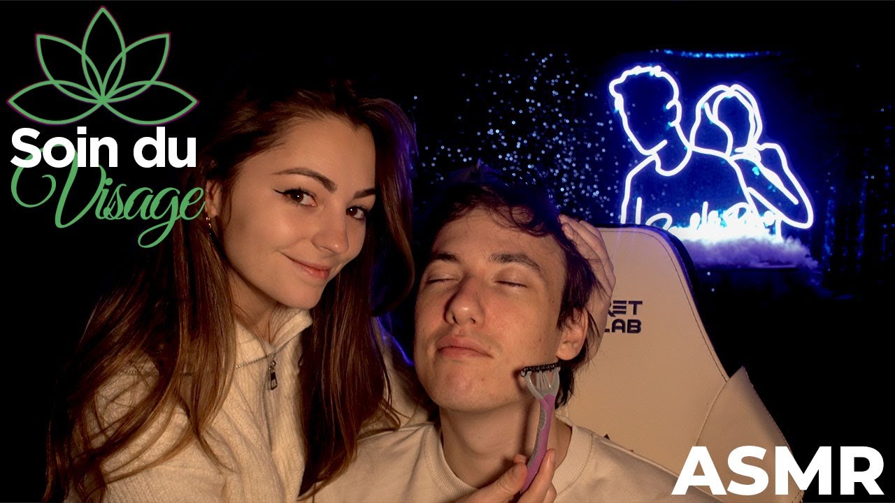 ♡ ASMR Sard & Roro - Soins du visage sur Andréas ♡