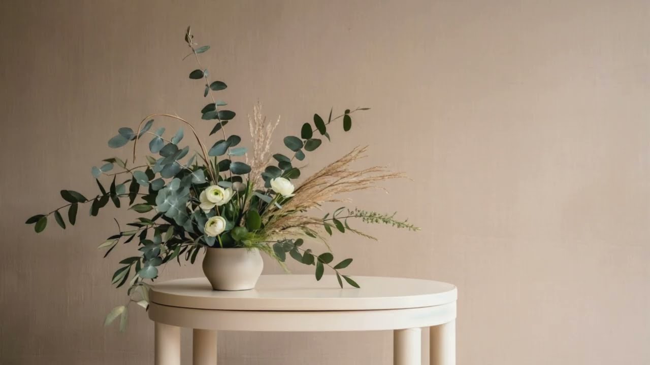 Eucalyptus with Neutral Interior Screensaver | 2 Hour Calm TV Art| 4K Minimalist Spring Screensaver