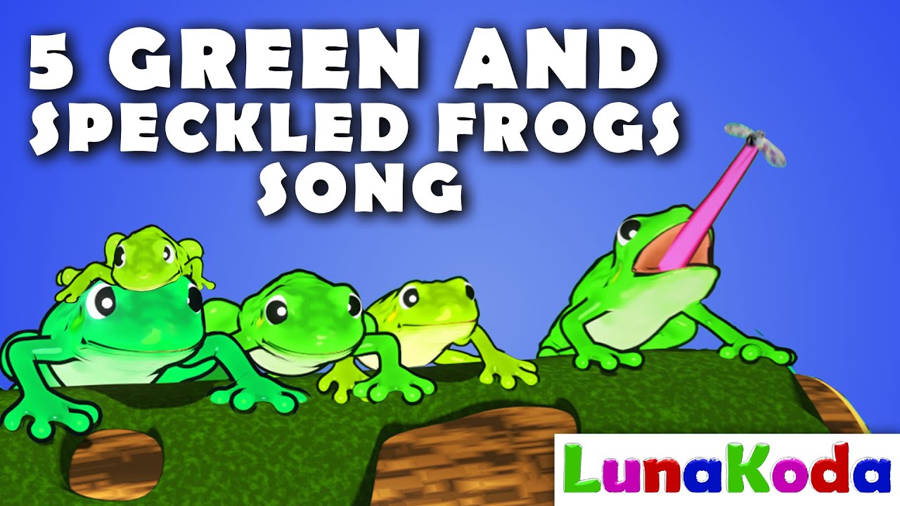 Five Green And Speckled Frogs Song | LunaKoda Kids