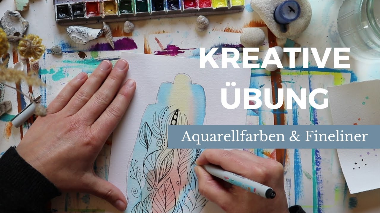 Kreativ in 20 Minuten | Handumriss und Muster zeichnen | mit Aquarell & Fineliner