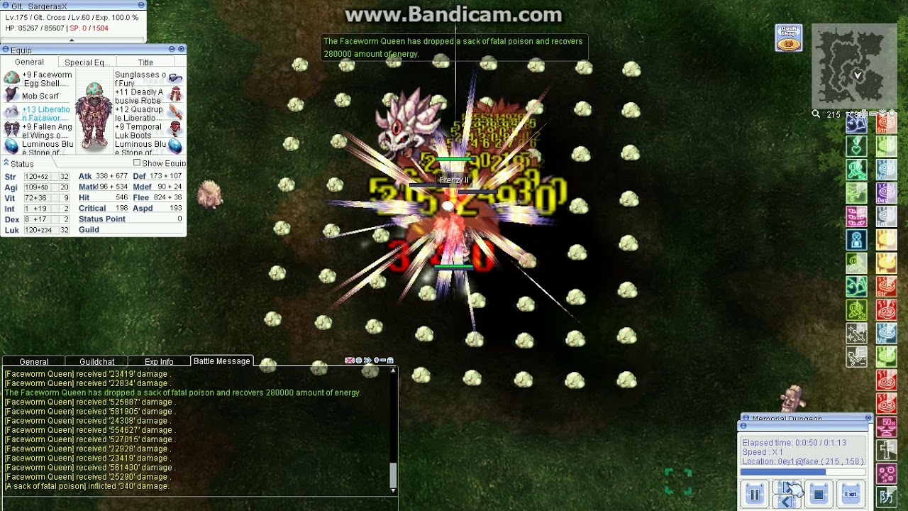 iRO Chaos DD Crit GX vs Faceworm Queen #2 (with Frenzy)