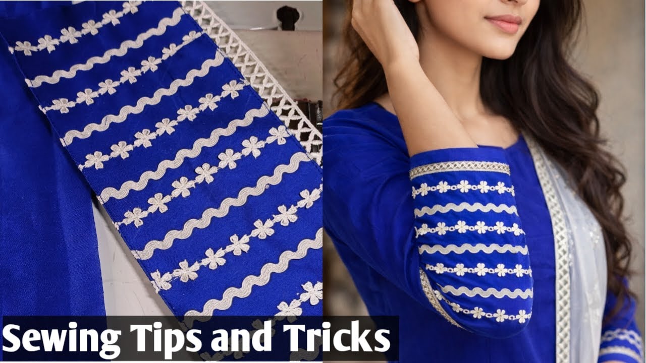 💙 Simple & Stylish Border Sleeves | Easy Tailoring Tutorial | Royal instyle boutique 