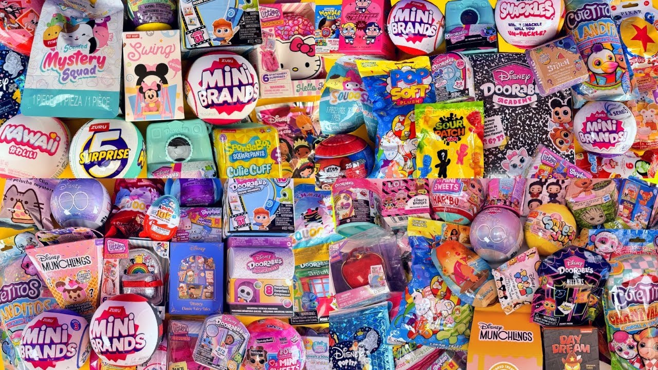 3 1/2 HOUR Compilation ASMR Blind Bag Mystery Toy Unboxings NO TAPPING No Music No Talking