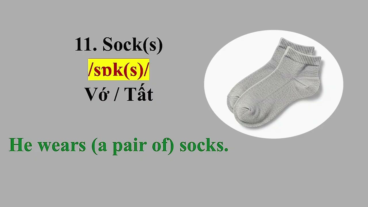 Bài 205: Từ vựng - 15 vật dụng mặc và dùng hằng ngày như nón, ví, kiếng, găng tay, vv...