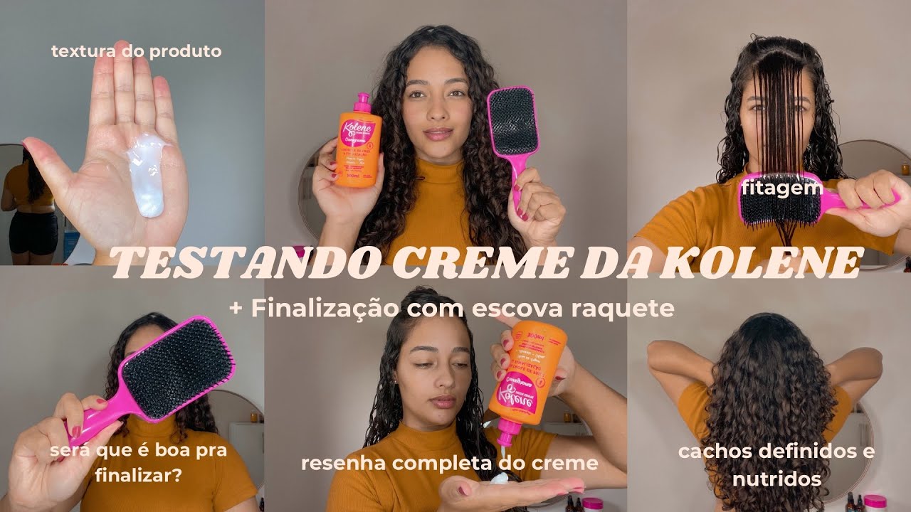 Resenha do creme de pentear cronograma da kolene  + finalização com escova raquete