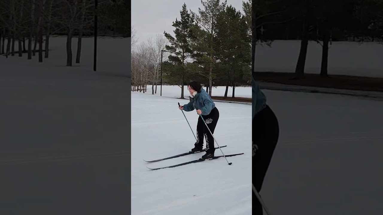 Cross country skiing for the first time.